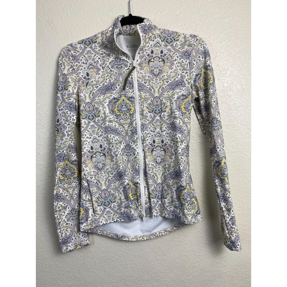 Carve Designs Womens Zip Top size XS Golf Jacket Blue Paisley Stretch Athleisure